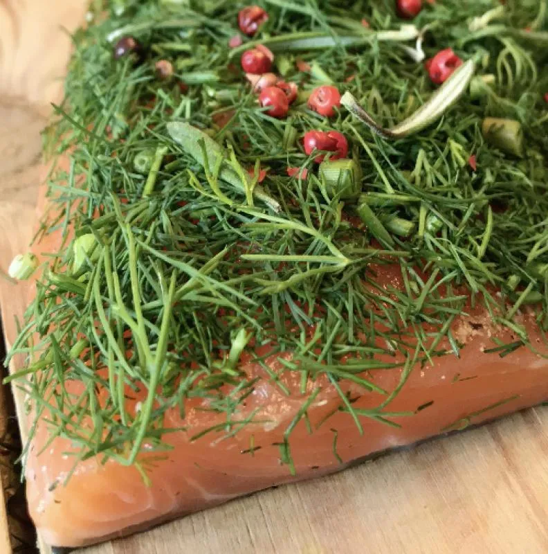 Graved salmon (marinated) "Alps Forest" with fresh dill and rosemary 1.1 kg