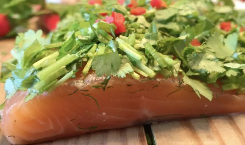Graved salmon (marinated) AFRICA with coriander, mint and red chilli 1.1 kg