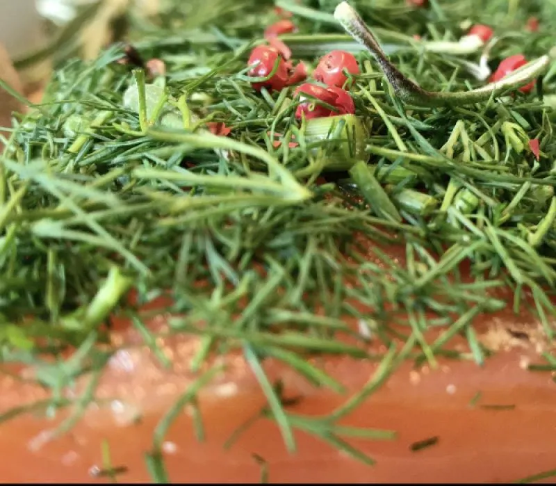 Graved salmon (marinated) "Alps Forest" with fresh dill and rosemary 1.1 kg
