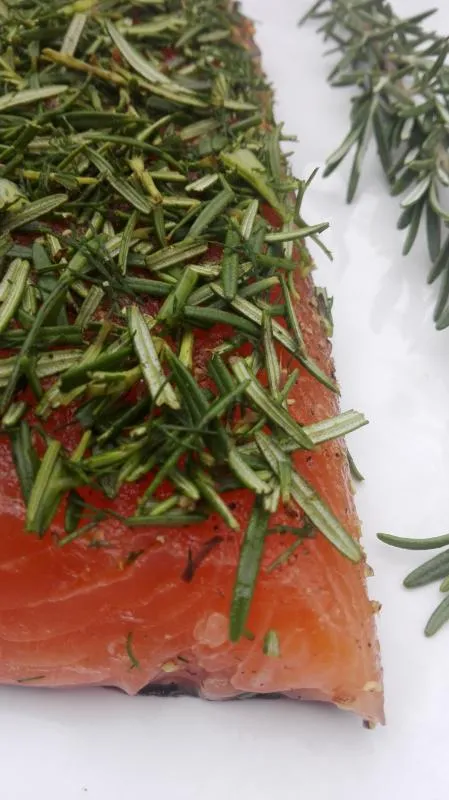 Salmon marinated with rosemary and dill