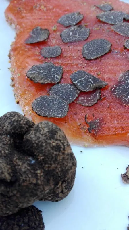 Salmon marinated with Périgord truffle (25 g)
