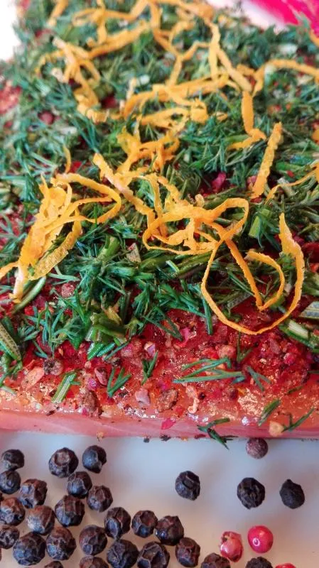 Marinated--salmon--Graved--South-America-with-gold-particles