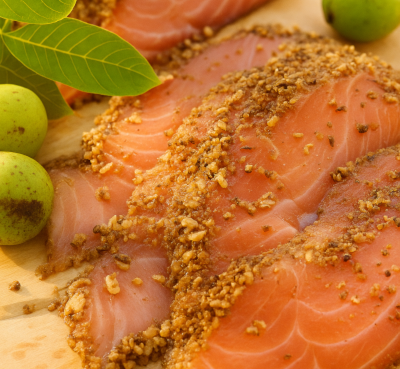 Preview: Graved Lachs Ærø mit Aquavit, Fenchel, gerösteten Walnüssen und Zitronenzesten ca. 300g