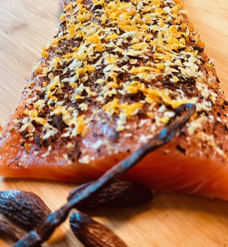 Preview: Graved salmon with tonka bean, vanilla, and citrus zest – an exclusive delicacy in premium quality, approx. 1.1 kg