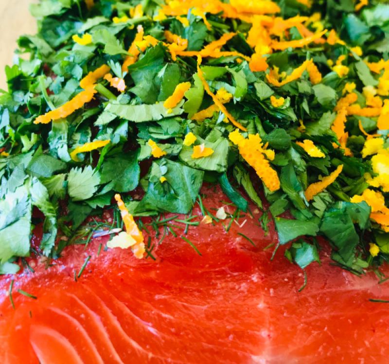 Preview: Lachs gebeizt mit Orange, Ingwer und Koriander 300g