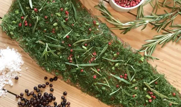 Graved salmon (marinated) "Alps Forest" with fresh dill and rosemary 1.1 kg