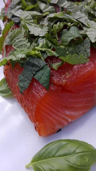 Gebeizter Lachs mit Basilikum & Zitronenmelisse – 300 g Graved Lachs