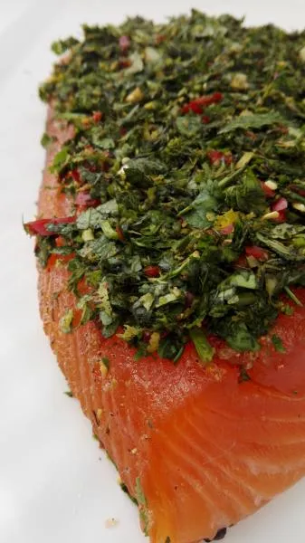 Salmon marinated with